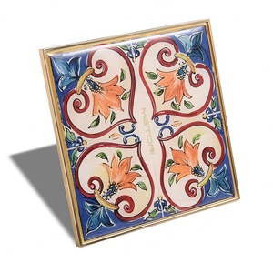 Miroir cosmétique de marque en alliage de zinc, mini, carré, avec autocollant en époxy tendance - Product Image 1
