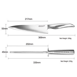 Ensemble de couteaux de chef couteau de cuisine avec aiguiseur en acier inoxydable Design unique série requin 8 pouces toutes saisons - Product Image 2