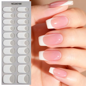 Semi-gehärtete 3D Herbst <span class=keywords><strong>French</strong></span> Gel-Nagelsticker, Wasserfeste UV-Gel-Nagelfolien aus Kunststoff im langen Design - Product Image 1