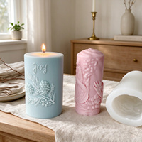 Nouveau Ins 3d européen sculpté cylindre bougie parfumée moule en relief pilier Art aromathérapie savon Silicone moule pour la décoration intérieure