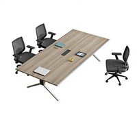 Mesa de Conferencia Moderna con Patas en Y, Escritorio para Reuniones con Tablero de MDF E1, Mesa Grande para Oficina, Muebles para Sala de Juntas, Escritorio con Conexión Eléctrica