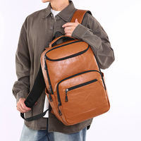 Sac à dos multifonctionnel en PU pour hommes, grande capacité, sac pour ordinateur portable, double poche principale, sacs en cuir imperméables de qualité supérieure