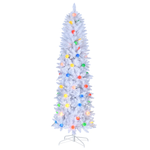 Lápiz flaco blanco Árbol <span class=keywords><strong>de</strong></span> <span class=keywords><strong>Navidad</strong></span> fino <span class=keywords><strong>Delgado</strong></span> artificial con luces LED coloridas Adornos <span class=keywords><strong>de</strong></span> luz <span class=keywords><strong>de</strong></span> bola <span class=keywords><strong>de</strong></span> cadena - Product Image 1