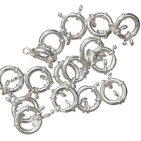 Perles géométriques de 10 mm en argent sterling 925, fermoir marin à double anse, anneau à ressort, fermoirs à perles, deux embouts à œillets