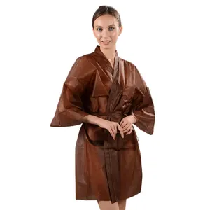 Einweg-Vlies Kimonos Spa Wear Kleid Friseursalon Kleid Weiß Schwarz Bademantel PP Kimono Robe Uniform Client Spa Kittel