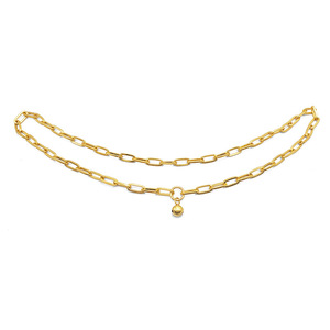 Collier à clochette pour animaux de compagnie, chaîne ovale en forme de O de 52,5 cm, en fer plaqué or, accessoire DIY pour animaux - Product Image 3