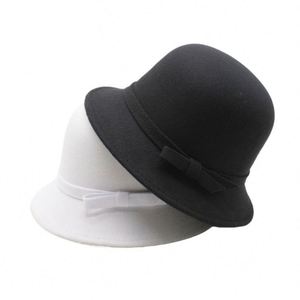 Elegant <b>White</b> <b>Bucket</b> Hat with Ribbon Bow for Women Lady Wedding Church Wholesale for Casual Party Outdoor Scenes - Product Image 3