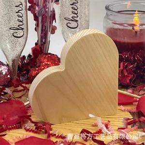 Bloc en bois en forme de cœur, décoration DIY pour couple, artisanat vierge, ornement de la Saint-Valentin - Product Image 2