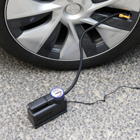 12V Compact Tire Inflator with LED Light and Lever-Locking Chuck