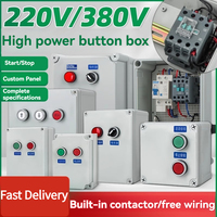 Caja de Control con Interruptor de Botón Pulsador para Exteriores, Impermeable, de Alta Potencia, Combinación 1NO, IP65, Contactor de Arranque/Parada, Cableado 380V/220V