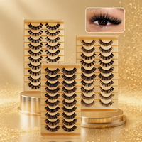 Fournitures d'emballage personnalisé pour cils en faux vison, super bouclés et volumineux, 10 paires, cils entiers en bande
