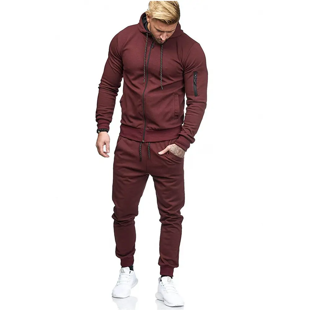 New European and American Men's Sports Suits Clothing Manufacturers Direct Arm Zipper Decoration Fitness and Leisure Gym Sets