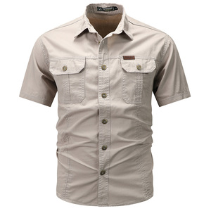 Camisa Vaquera Para Hombre Manga Corta - Estampado, Poliéster, Talla L, Ideal Para El Día A Día O Salidas Informales
