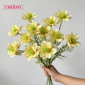 TH974 Nouveauté – 5 Têtes de Fleurs Artificielles Nigella Noires Abordables, Style INS, en Soie, <span class=keywords><strong>pour</strong></span> Mariages et Décorations d'Événements - Product Image 3