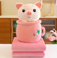 Vente en gros 2 en 1 : Tasse à thé au lait mignonne en forme de lapin avec couverture pour la décoration de la maison, coussin en peluche panda cochon panda