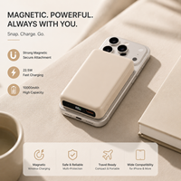 Batterie externe magnétique ultra-portable 10000 mAh, charge sans fil 15W, chargeur rapide PD, câble intégré, vente en gros OEM