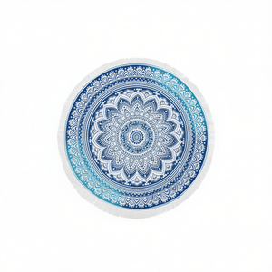 Telo Mare Rotondo Buonic 150x150cm Stampa Mandala Con Frange Per Doccia Di Sabbia E Prendisole - Product Image 1