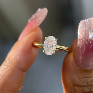 แหวนทองชุบ<span class=keywords><strong>แท้</strong></span>ประดับเพชรซิคอนรูปไข่สุดหรูหราจากโรงงาน YWJW ขายส่งข้ามพรมแดน รุ่นใหม่ล่าสุด - Product Image 2