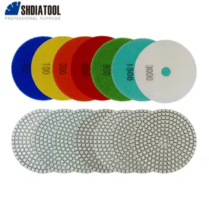 Shdiatool 4 "Grit #50-3000 chuyên nghiệp trắng kim cương Miếng đánh bóng ướt Sanding Disc cho đá cẩm thạch Granite đá terrazzo sàn