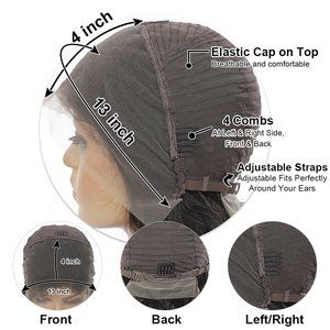 <span class=keywords><strong>Parrucca</strong></span> BOB Marrone Cioccolato con Frontale in Pizzo, Capelli Brasiliani Corti e Lisci, Densità 150%, Pizzo HD Trasparente 13x4 per Donne - Product Image 5
