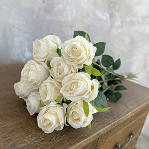 Ramo de 10 Rosas Artificiales de Seda al por Mayor, Flores Artificiales para Decoración del Hogar y Bodas, Ramo de Rosas Color Rosa Empolvado - Product Image 6