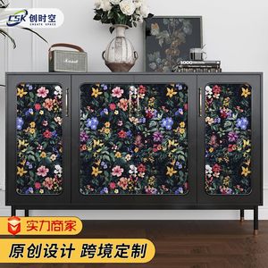 Creation Of Time And Space Peel And Stick Wallpaper Dark Floral Self Adhesive Waterproof Cabinet Sticker For Home Decor - Product Image 1