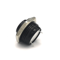 Mini bouton-poussoir momentané étanche noir à tête haute de 16 mm avec sonnette intégrée
