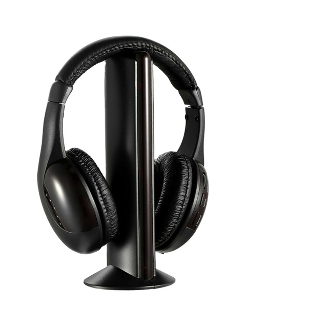 5 in 1 Hi-Fi Wireless Headset Universal Noise Cancelling Sport Earphone for TV DVD MP3 PC Black RF for All Devices