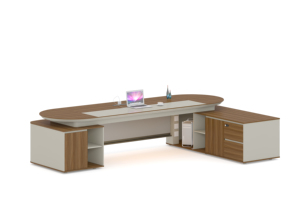 L-vormig houten directiebureau modern ergonomisch design opbergkast hoge kwaliteit natuurlijke houtstructuur voor luxe kantoor - Product Image 6