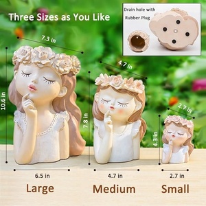 Chậu cây nhựa thiết kế mới hình cô bé tiên nhỏ xinh 4 inch, chất liệu nhựa Roogo cao cấp, dành cho cây mọng nước, trang trí nhà cửa, vườn, bán buôn, có lỗ thoát nước - Product Image 2