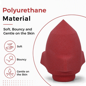 Éponge de maquillage polyvalente en forme de fusée, en matériau sans latex, pour application de fond de teint et de poudre, utilisation humide ou sèche, outils de beauté - Product Image 3