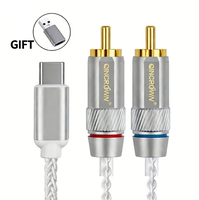 Câble audio tressé 1 vers 2 en cuivre monocristallin 7N Type-C double RCA pour écouteurs Android/téléphone portable avec décodage CY-type-2RCA