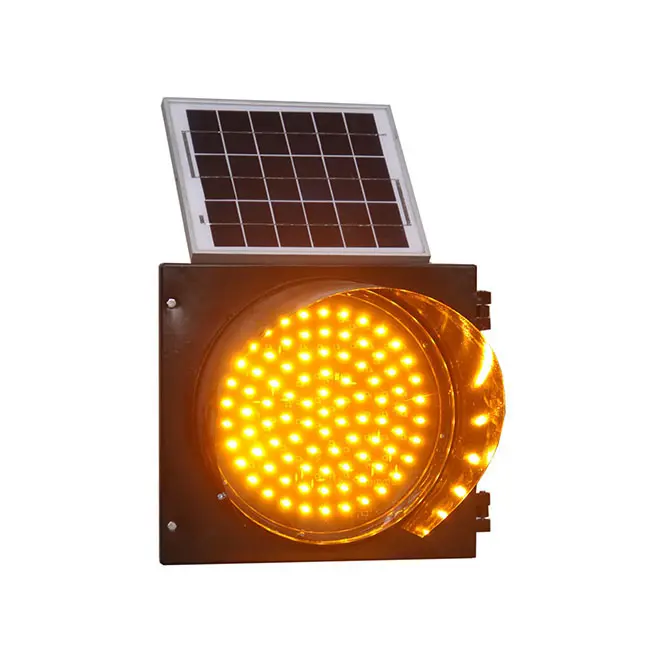 태양 강화한 노란 번쩍이는 경고등 200MM 300MM 400MM 태양 LED 신호등