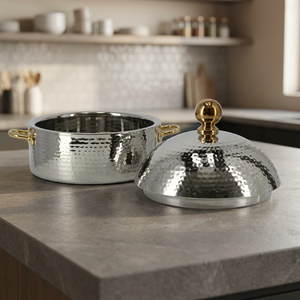 Stainless Steel Casserole <b>Pot</b> With <b>Lid</b> 24cm Round Minimalist Design Durable For Gas And Induction Cooker - Product Image 4