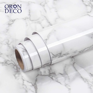 ORON DECO Papier peint gris en PVC à coller et à décoller Décoration intérieure Moderne Autocollant en vinyle marbré auto-adhésif pour la cuisine 60CM - Product Image 1