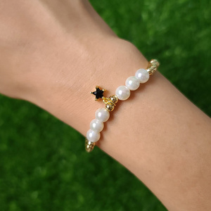 BC1348 delicato piccolo oro placcato perline <span class=keywords><strong>con</strong></span> perle perline elastico <span class=keywords><strong>bracciale</strong></span> <span class=keywords><strong>con</strong></span> piccolo piccolo piccolo fascino stella CZ - Product Image 4