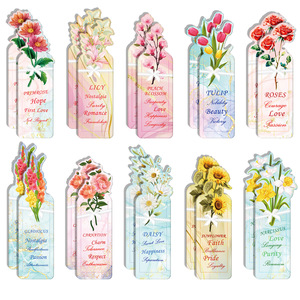 Student Gift Creative Theme Paper Alien Bookmark Ins Wind Plants Flowers Message Bookmark Clip