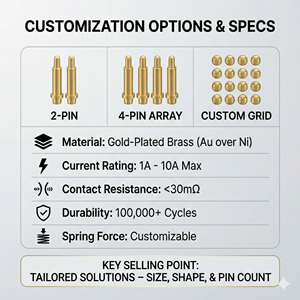 Penjualan Panas Konektor Pogo Pin Kustom 2.5mm Pitch, Kontak Pegas SMT DIP, 1 Baris, Lapisan Emas, Soket Konektor Pogo Pin - Product Image 3