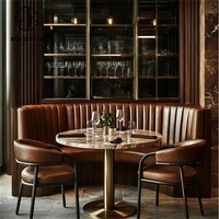 Ensemble de meubles de restaurant Ron Group Luxury Brown Cafe Square Marble Table Chair Leather Booth Seating