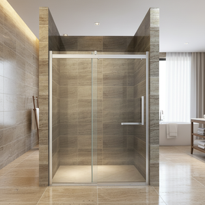 <span class=keywords><strong>Porte</strong></span> de <span class=keywords><strong>douche</strong></span> coulissante sans cadre en aluminium moderne, verre trempé de 8 mm, <span class=keywords><strong>sur</strong></span> <span class=keywords><strong>mesure</strong></span>, pour hôtel et usage domestique, avec système de glissière à roulettes - Product Image 2