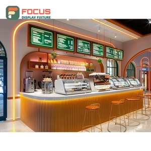 Vitrine à café personnalisée avec façade en verre, étagère à pâtisserie, base en bois, vitrine de présentation pour café - Product Image 2