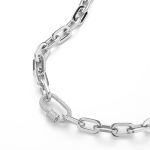 YF5245 Collana con Catena Chunky in Acciaio Inossidabile Placcato Oro 18K ad Alta Lucentezza con Chiusura a Moschettone in Zirconi per Donne - Product Image 5