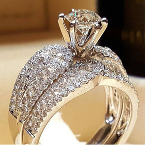 Set di Anelli di Fidanzamento con Zirconi Scintillanti per Donne, Gioielli Eleganti e di Lusso alla Moda - Product Image 1