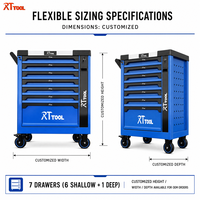 Armoire à outils en acier personnalisable RT TOOL OEM avec 7 tiroirs et roulettes, capacité de charge de 150 kg, rangement d'outils pour atelier - Approvisionnement en gros