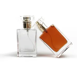 Mini Rechthoek Vierkante Flessen Mist 30Ml 50Ml Oblaten Shape Spray Pomp Lege Glazen Fles Unisex Parfum Fles Voor vrouw