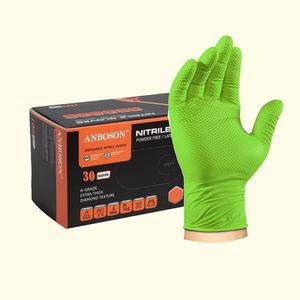 High Dexterity Forest Green Nitrile Gloves 8Mil Powder Free Latex Free Textured Palm Industrial Tasks - Product Image 1