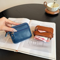 Dompet Rantai Mini Kulit Asli Tempat Kartu Bus Gantungan Kunci Dompet Koin