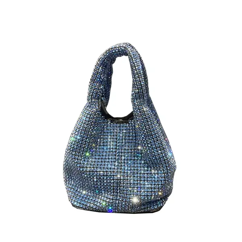 Bolso de mano de marca famosa de diseñador de lujo JNKG, bolso de mano brillante con diamantes de imitación, bolsos de mano de cristal para mujer