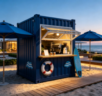 Conteneur maritime préfabriqué modifié moderne et personnalisé, mobile, pour restauration rapide, petite maison, boutique de crème glacée et de café, garantie 1 an