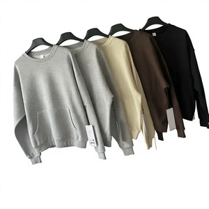 เสื้อสเวตเชิ้ตคอกลมทรงโอเวอร์ไซส์ ยูนิเซ็กซ์ สีพื้น ผ้าฝ้าย 100% เฟรนช์เทอร์รี่ สวมใส่สบายๆ สำหรับฤดูใบไม้ร่วง - Product Image 3